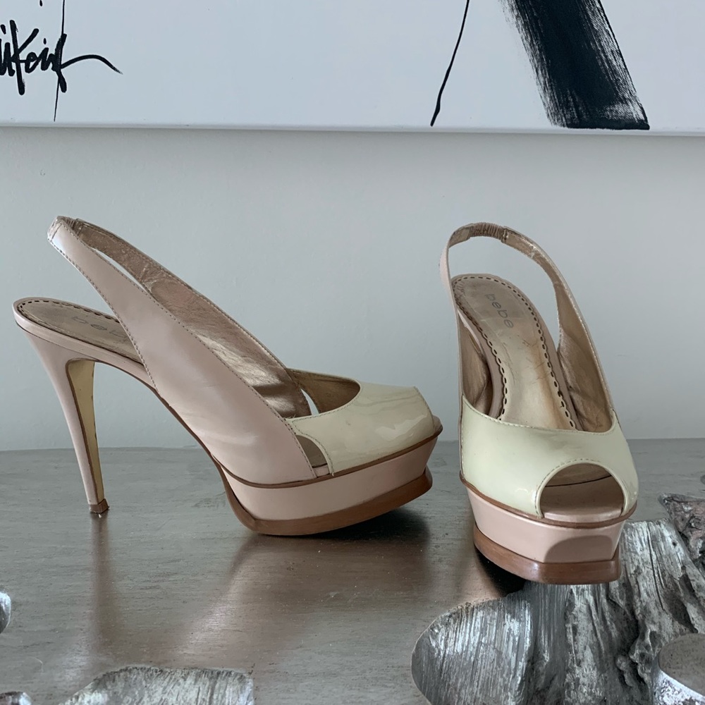 Bebe Slingback Pumps in Nude / Yellow